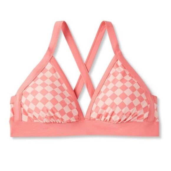KONA SOL - NWT - L Sz 1X (16W - 18W) Halter Triangle Bikini Top in Pink & Peach - Picture 15 of 16